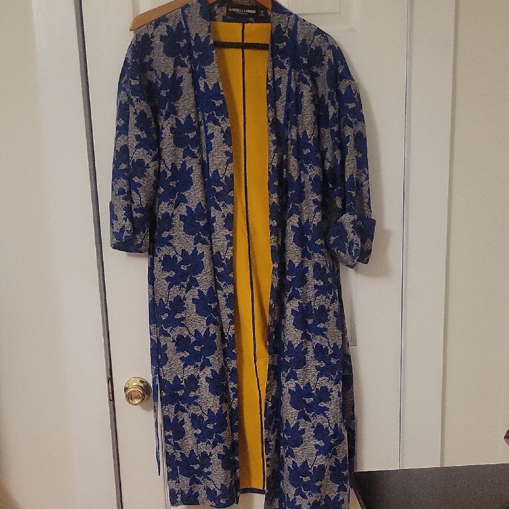 New York & Company Blue and Yellow Duster